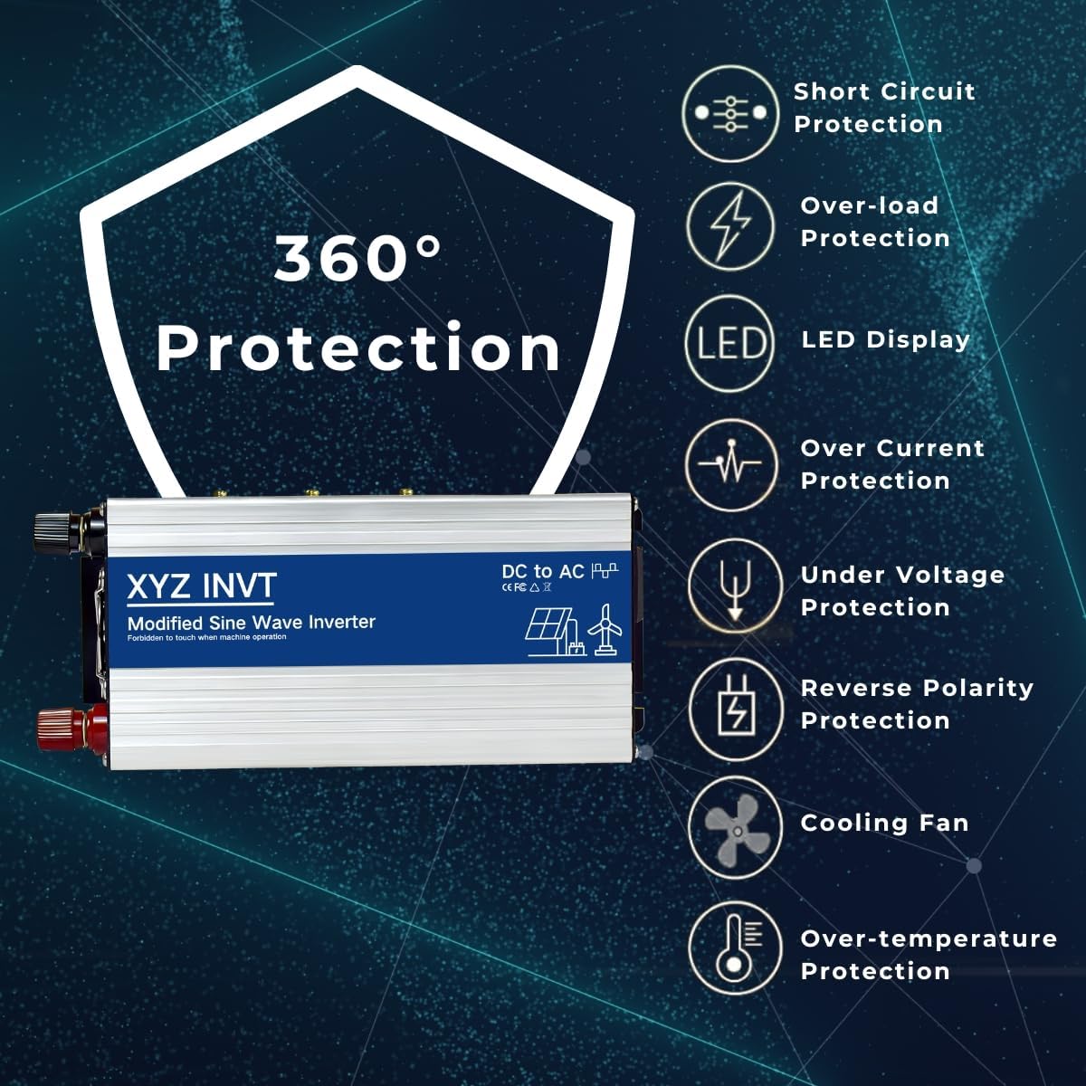 800W Power Inverter 24V DC to 110V 120V AC