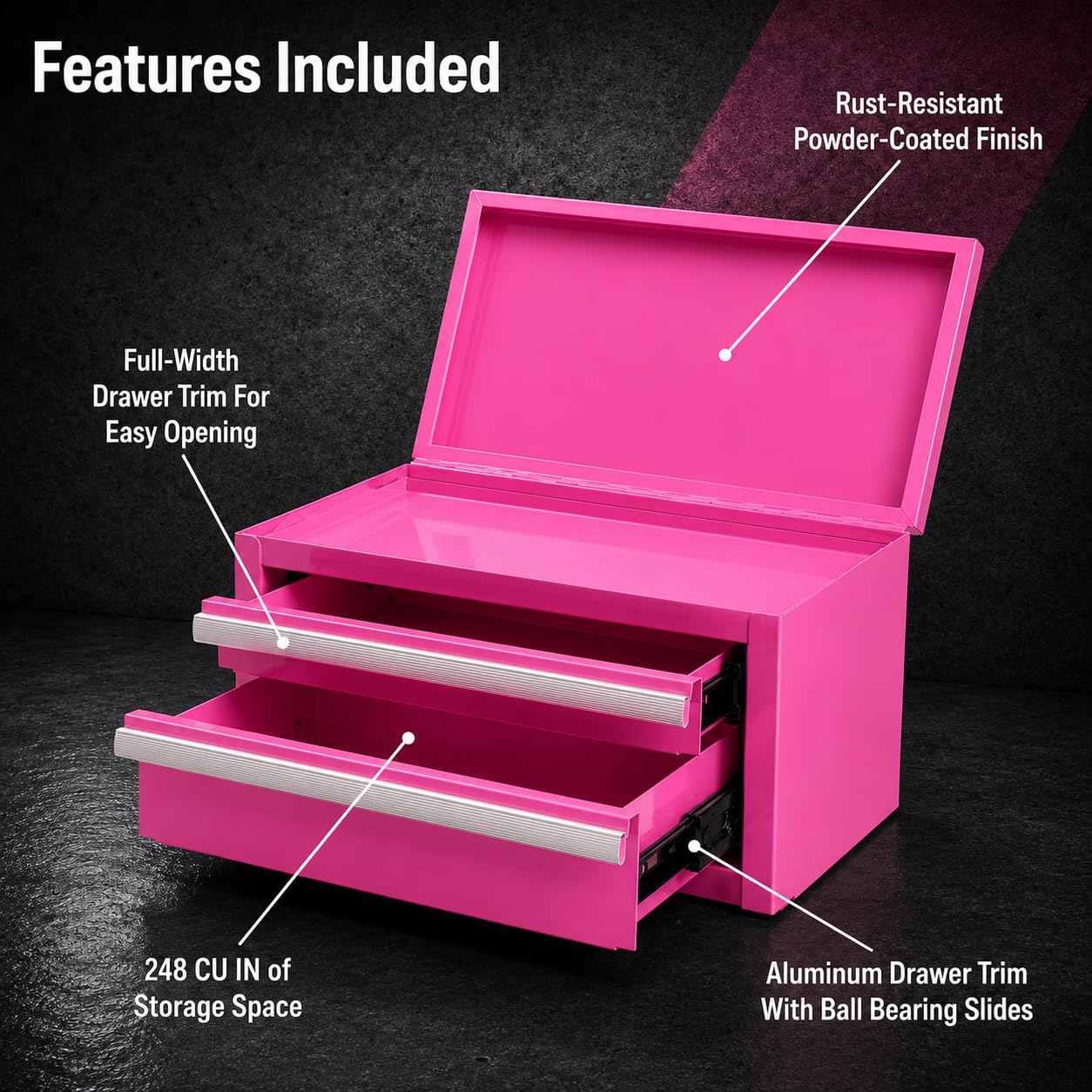 Mini 2-Drawer Bubble Gum Pink Steel Tool Box - Amazon.com