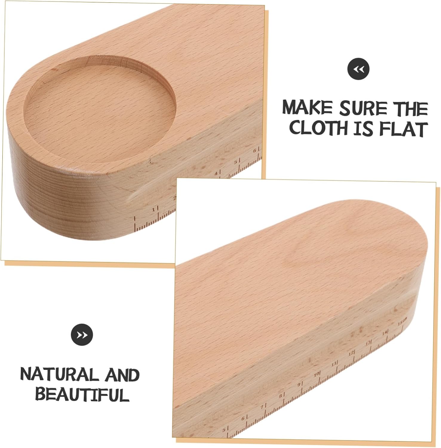 JEWEDECO Wooden Clapper for Sewing with Built-in Needle Pad, Hardwood Fabric Pressing Tool for Dressmaking and Quilting, Professional Seam Pressing Aid for Crisp Seams and Flat Fabric