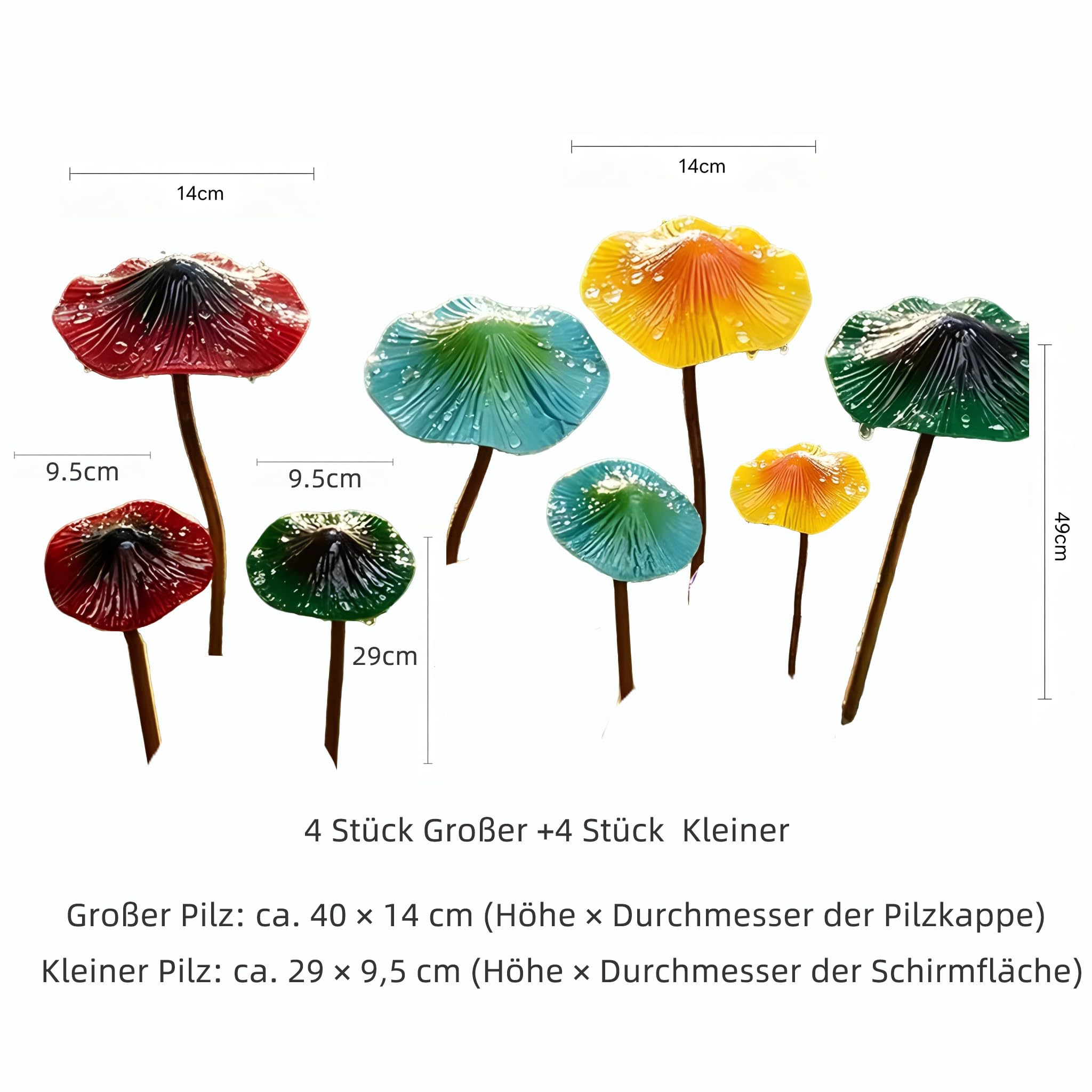Pilz Deko Bunte Gartendeko für Draußen Wetterfest 8 Stück, Gartenstecker Rost Elfen Figuren Garten Töpfe Dekoration für Hof, Blumenbeet und Rasen (8 Stück)