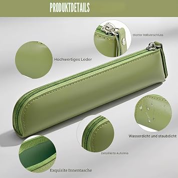 2 x Small Slim Leather Ballpoint Pen Case Elegant and simple design with zip small pen case for pens fountain pens pencils