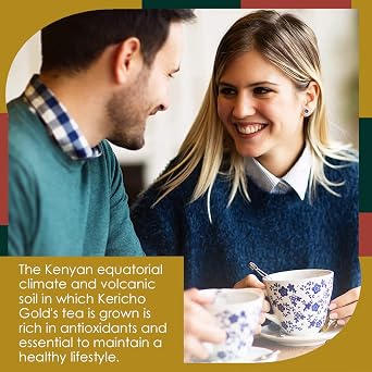 Kericho Gold Black Tea - Rich in Antioxidants - Orange Pekoe Tea - Kenya Origin - Unique Flavor -100 Envelopes Tea Bags (Pack of 1)