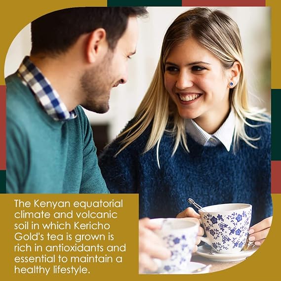 Kericho Gold Black Tea - Rich in Antioxidants - Orange Pekoe Tea - Kenya Origin - Unique Flavor -100 Envelopes Tea Bags (Pack of 1)