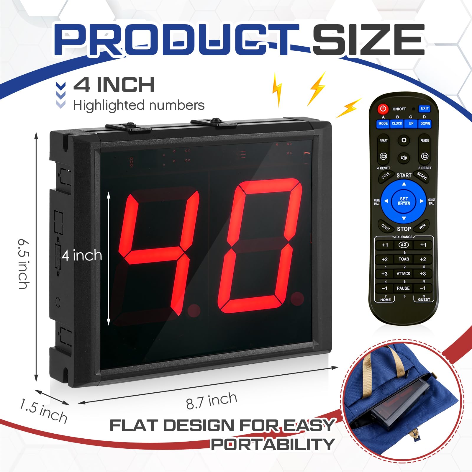 Relaxweex Two-Digit LED Digital Counter Lap Timer Wall Mounted Digital Lap Counter for Swimming Countdown/up 4 Inch High Swim Supplies with Buttons Remote and Alarm Beep