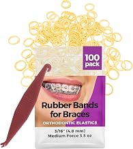 Orthodontic Rubber Bands for Braces - Premium Quality Elastic Teeth Rubber Bands for Braces, Fix Tooth Gaps, Dreadlocks, Includes Free Elastic Placer-Medium Force 3.5 oz, 3/16 Inch, Natural (100 Pack)