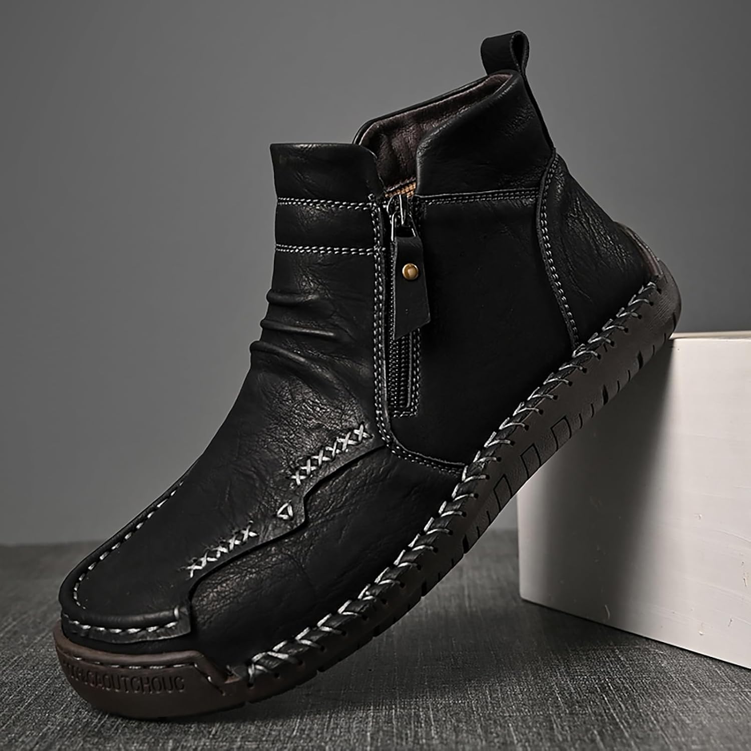Men's Leather Chukka Ankle Boots Handmade High Top Ankle Boots