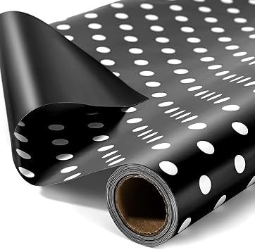 VGOODALL Black Reversible Wrapping Paper Roll, 17 inch X 33 Feet