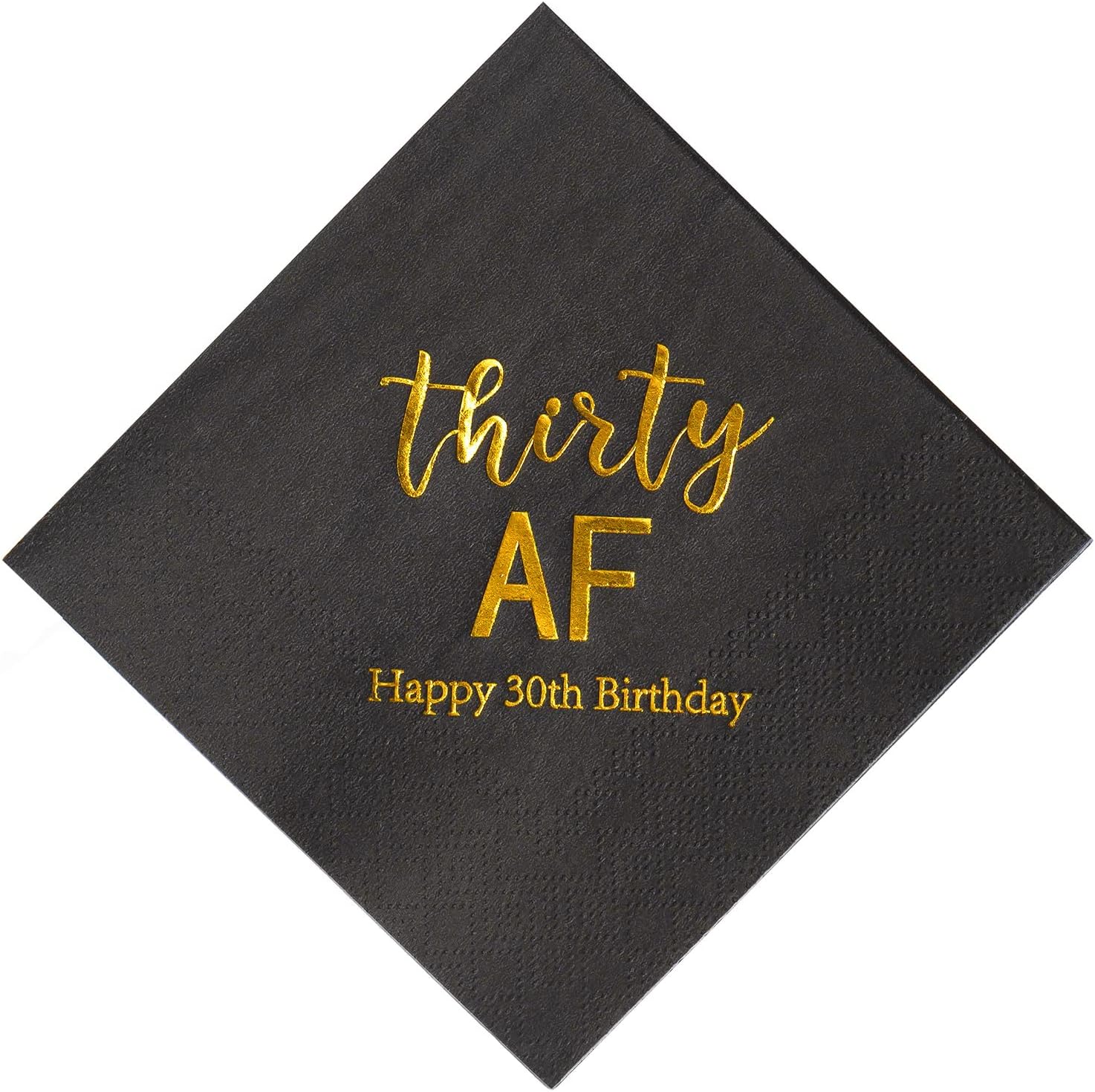 Crisky 30th Birthday Napkins Black Gold 30th Birthday Cocktail Napkins Beverage Napkins 30th Birthday Party Candy Table Decoration, 50 Count, 3-Ply