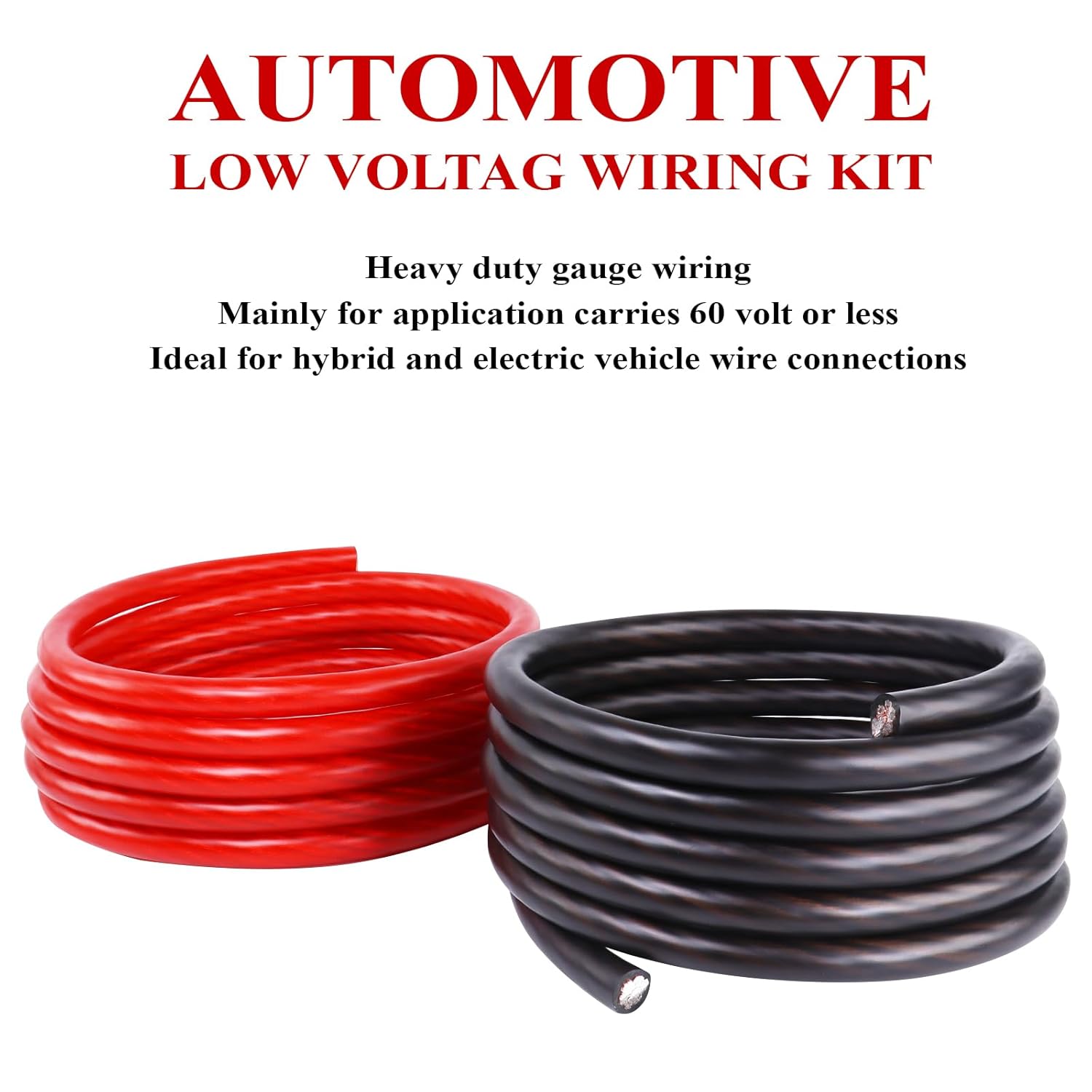 2/0 AWG Battery Power Cable 5 Feet Black/Red - 2/0 Gauge CCA Welding Wire Cables for Trailer, RV, Winch, Inverter, Generator, Marine, Solar - with Cable Lugs & 3:1 Heat Shrink Tubes