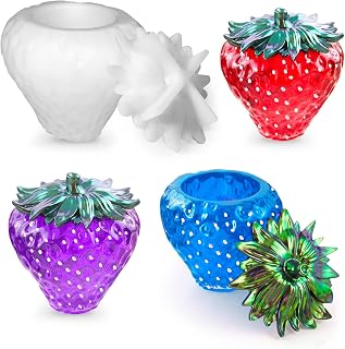 Jar Resin Molds, Strawberry Jars Silicone Molds with Lids, Epoxy Resin Casting Jar Molds for Storage Box, Candle Holder, Candy Jewelry Container, Flower Pots, Home Decoration