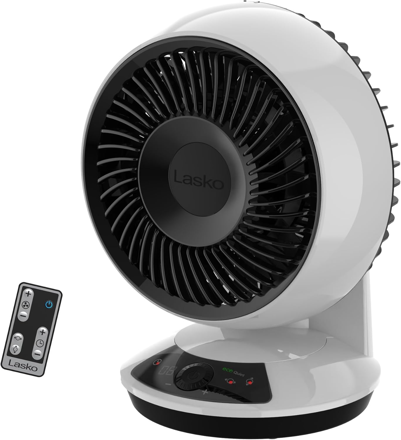 Lasko Whirlwind EcoQuiet Orbital Motion Air Circulator with DC Motor, 12 Speeds, Timer, Dark Mode, Remote Control for Small and Medium Sized Rooms, Black, A12668
