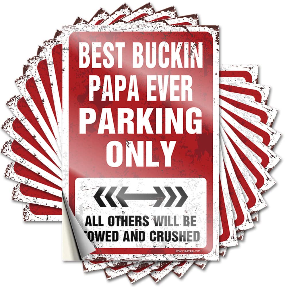 Patio Decorations Lettering Sticker Durable Helmet | Best Buckin Papa Ever Parking Only Crazy Self Adhesive Sticker for Christmas DIY(12X18CM)