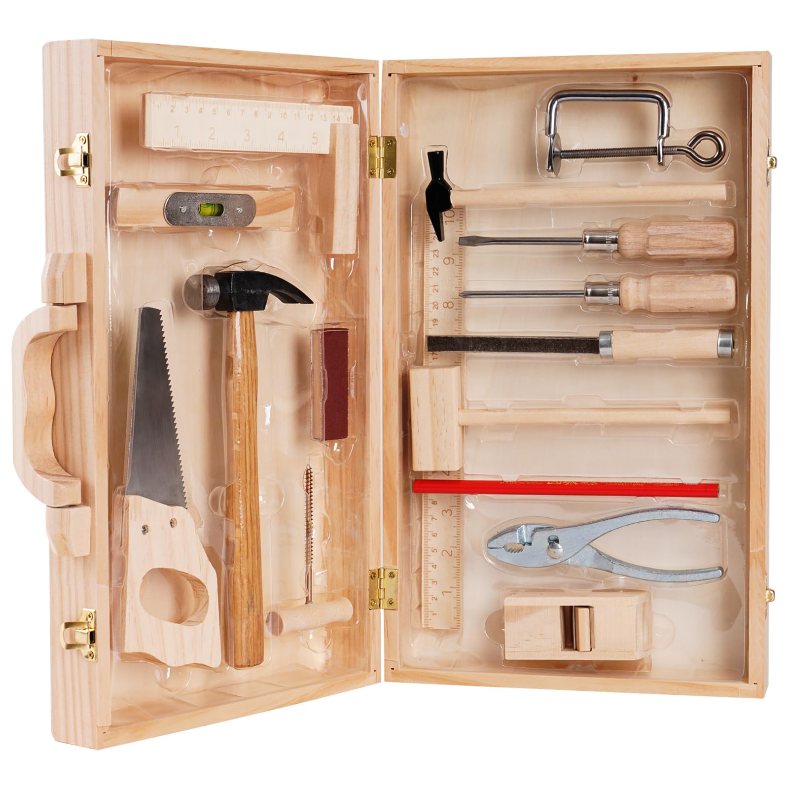 Giochi in Legno Cassetta Attrezzi,Cassetta degli Attrezzi Montessori per Bambini con Contenitore,Set di Costruzioni Educative per Bambini dai 6 Anni in su