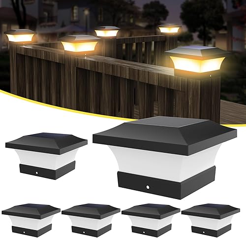 Miniatura 61 de T-SUN Luces solares para poste, luces solares impermeables para exteriores para postes de madera de 4 x 4, iluminación LED blanca de 6000 K