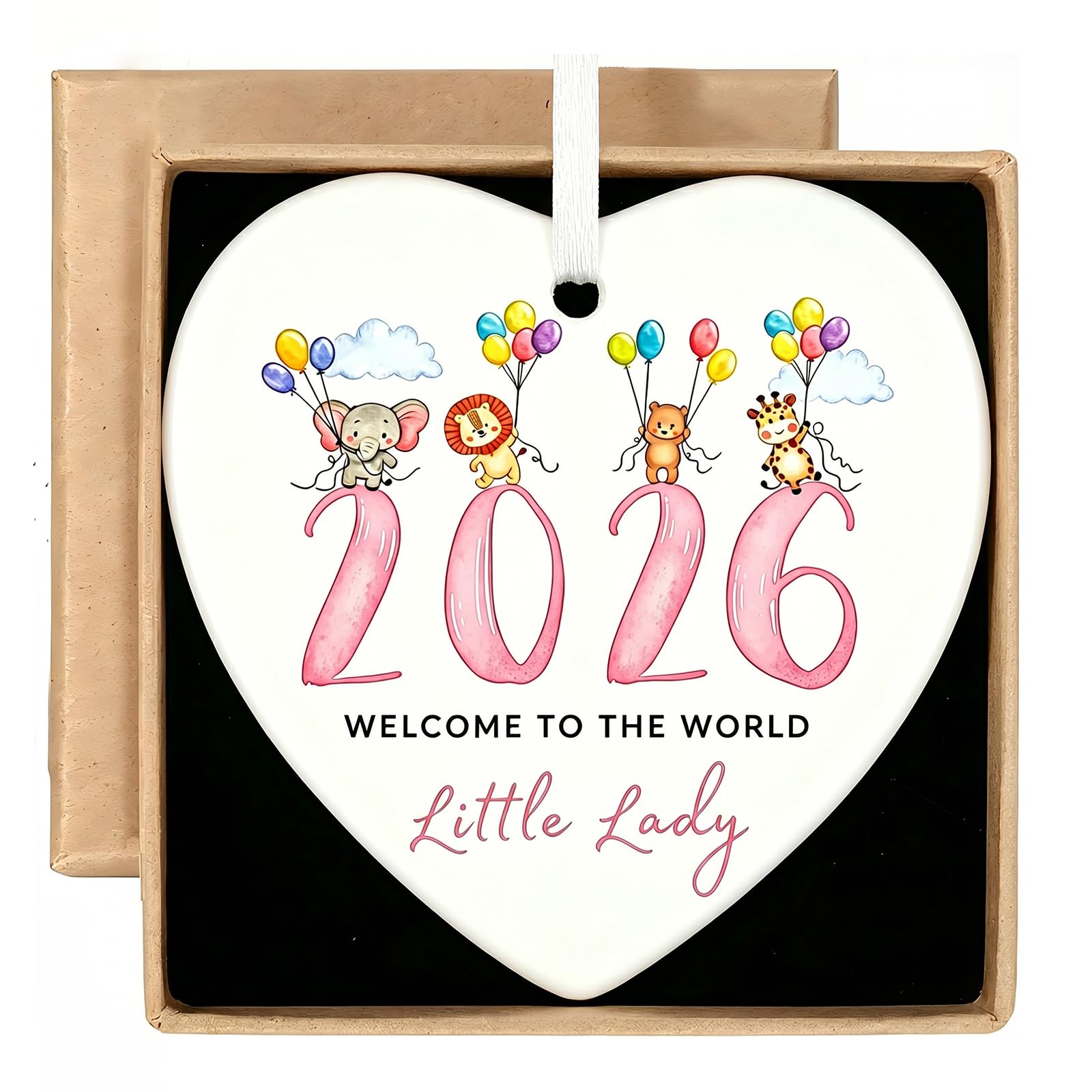 Virelle Ceramic Heart Hanging Ornament Newborn Baby Gifts Custom Keepsake for New Mum Mum to Be Girl Gifts Newborn Baby Essentials for Nursery