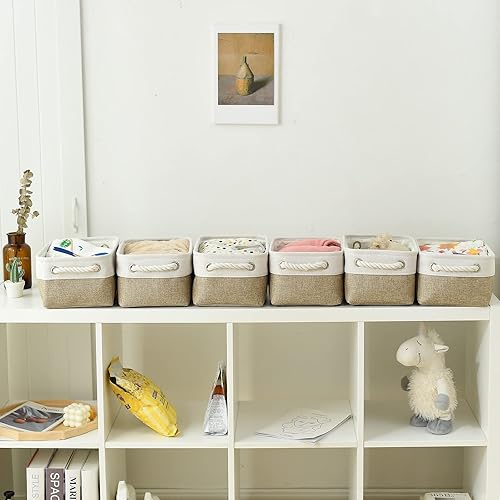 Miniatura 4 de TheWarmHome - Canasta de almacenamiento para estantes - Paquete de 6 unidades pequeñas de 12 x 8 x 5.2 pulgadas, cubos de almacenamiento plegables