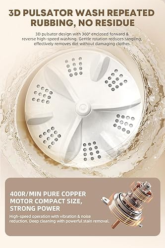 Miniatura 5 de Mini lavadora portátil, 4L de limpieza de lavadora para ropa interior, lavadora compacta enchufable para individuales, apartamentos, caravana,