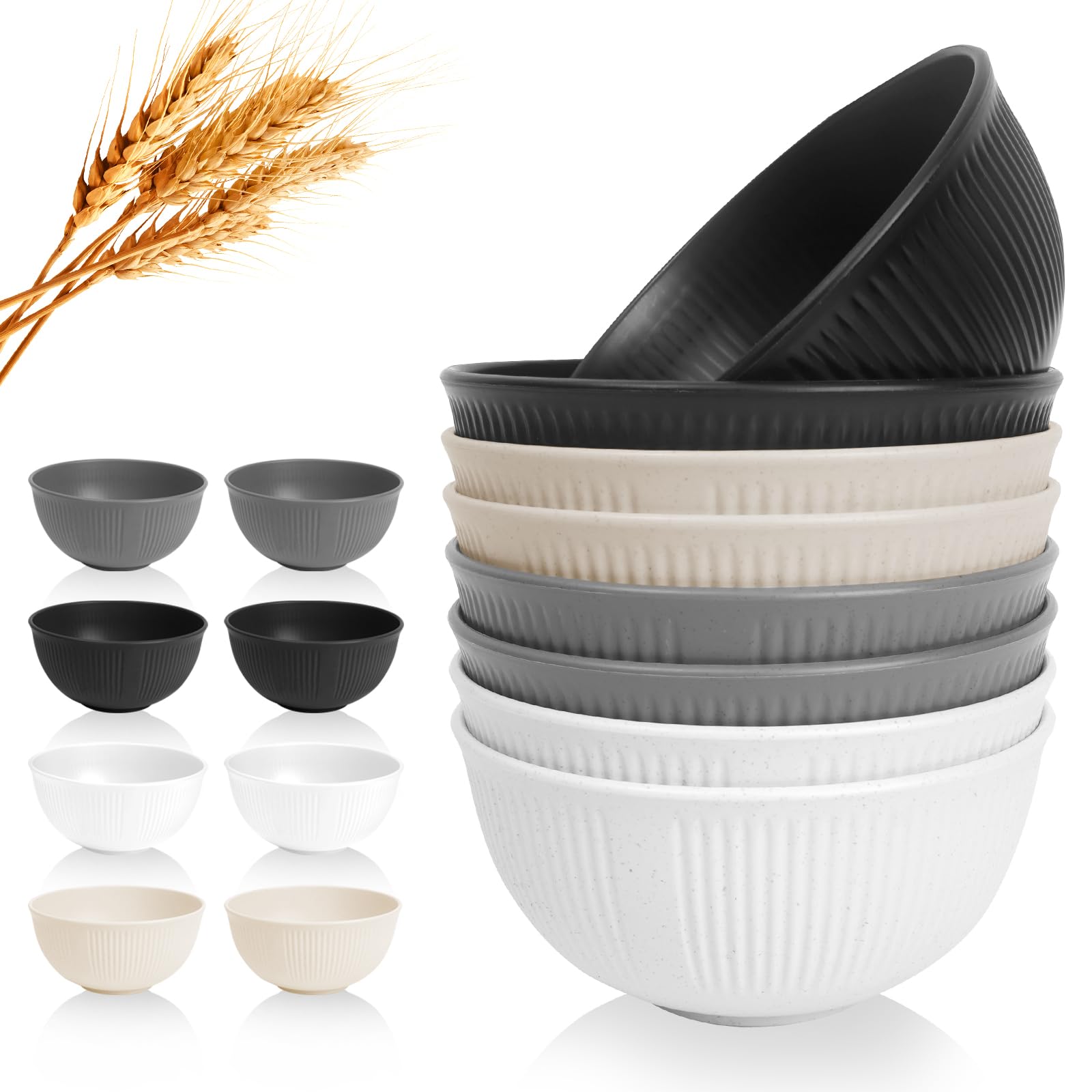 DYB DONGYONGBAO Unbreakable Plastic Cereal Bowl 24 oz, Wheat Straw Bowl