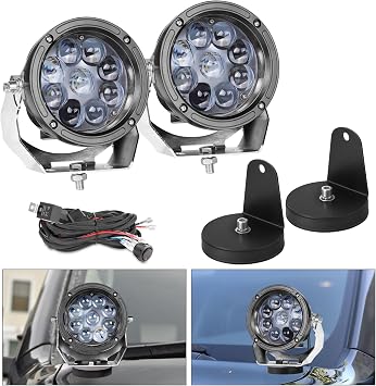 5 Inch Round LED Lights + Magnetic Base Mounting Brackets