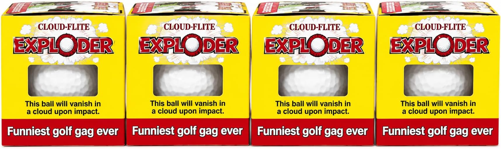 JP Lann Exploding Golf Balls (Sleeve of 4) - Prank Golf Balls that Explode Into A Cloud of White Smoke Upon Impact - Funny Novelty Golf Gag Gift for Golfers