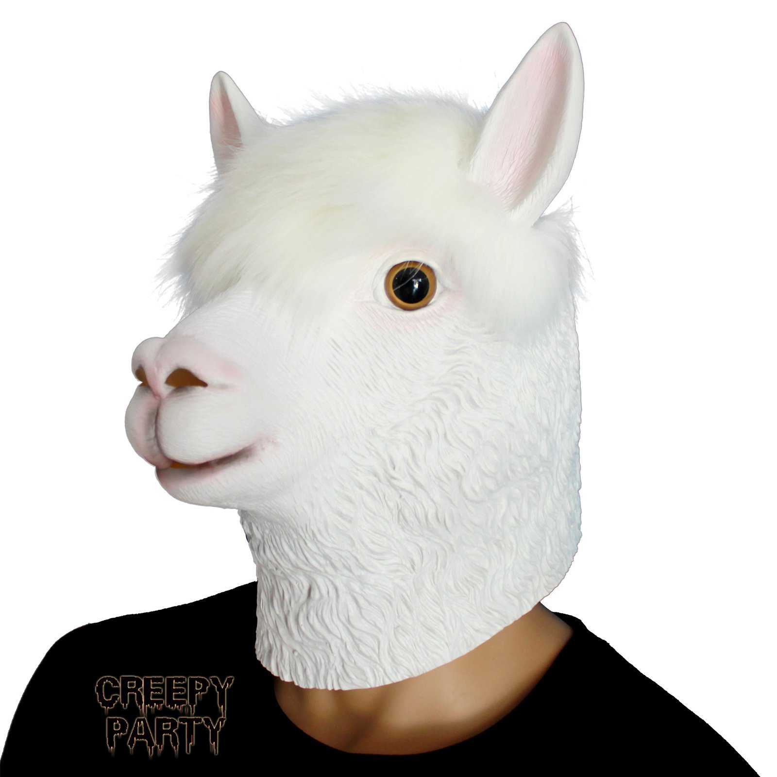 CreepyParty Halloween Costume Party Latex Mask Animal Head Alpaca