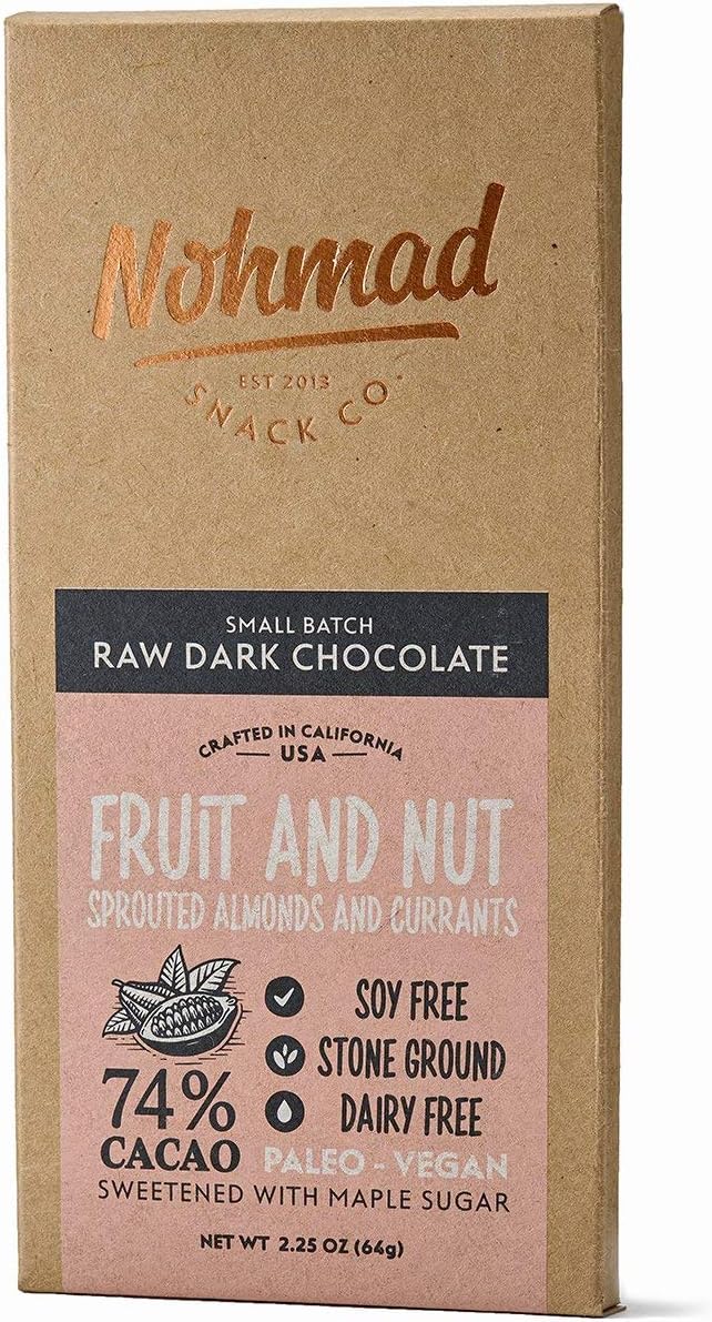 Nohmad Snack Co, Bar Chocolate Raw Dark Fruit Nut, 2.25 Ounce