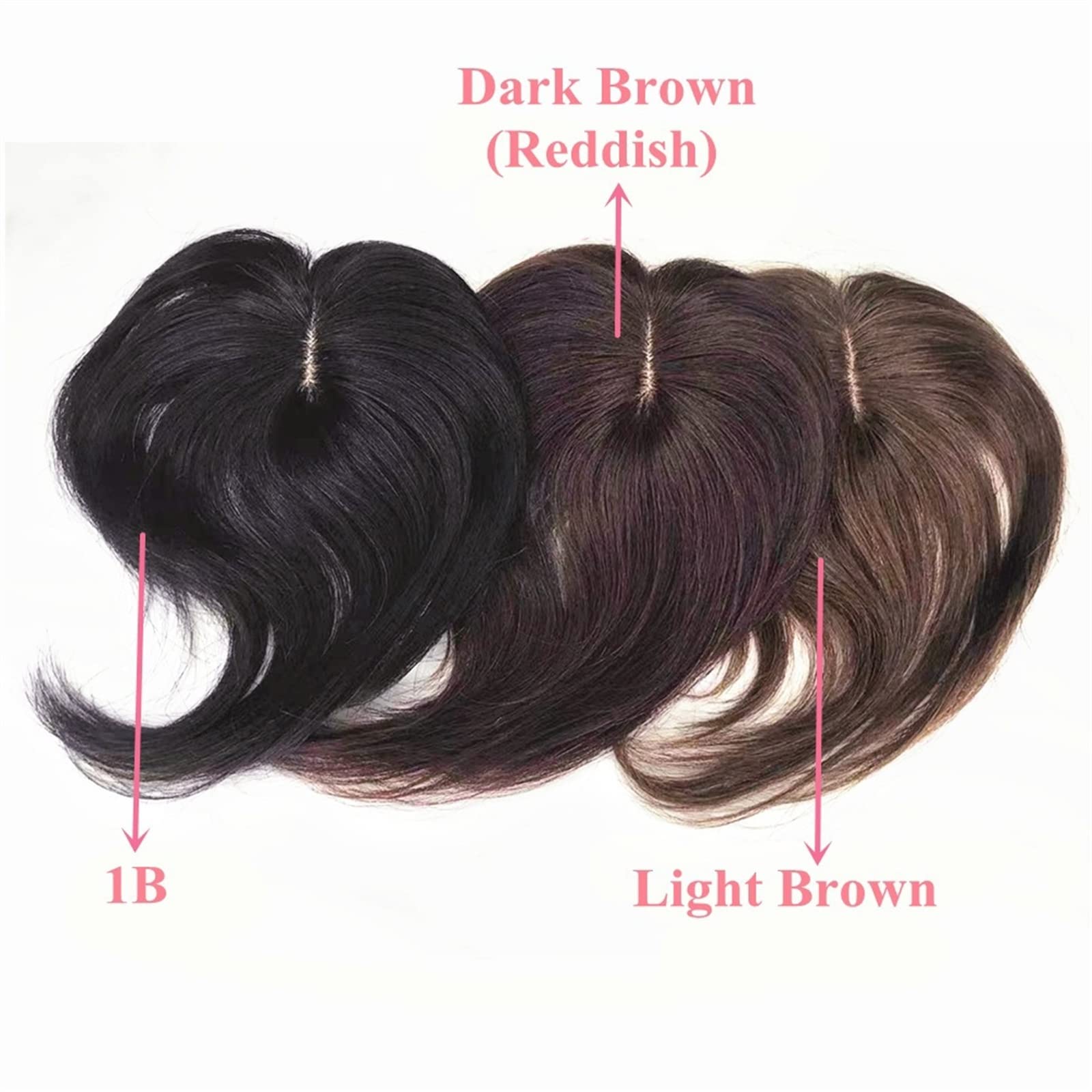 Peaky Pony Pony Echthaar Clip Mittlerer Teil Indische Pony Haarteile Gerade Natürliche Krone Topper Clip in Top für Frauen mit dünner werdendem Gesichtsrahmen(Light Brown)