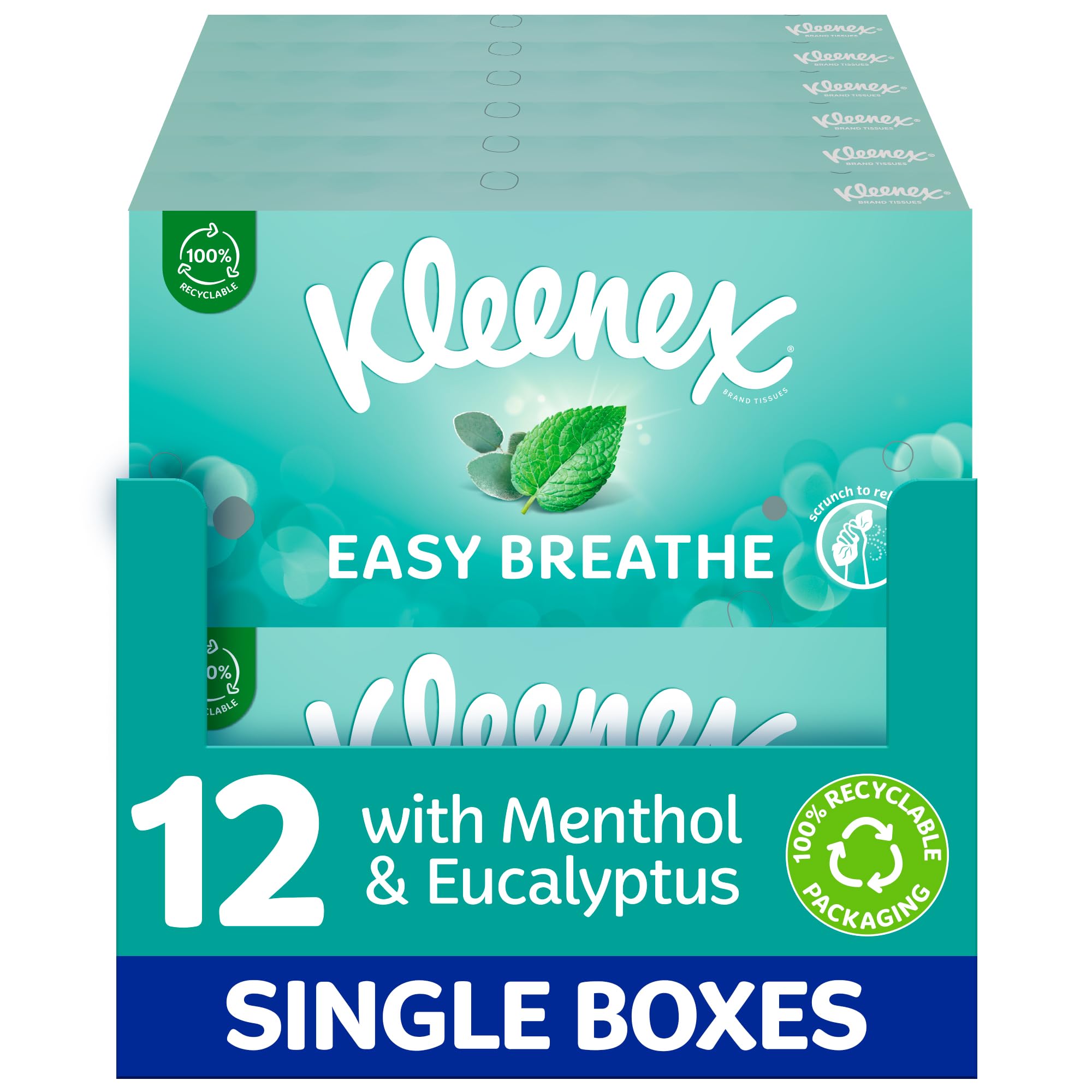 Easy Breathe Facial Tissues - Natural Menthol and Eucalyptus - 12 Boxes per case
