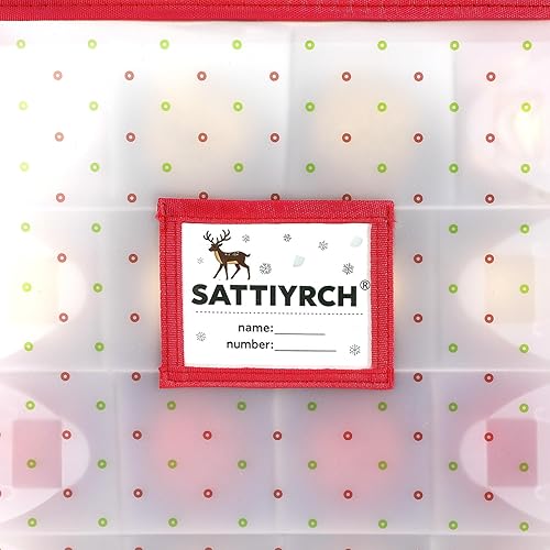 Miniatura 6 de Sattiyrch Caja de almacenamiento de adornos navideños de plástico, 4 bandejas con divisor personalizable, cierre con cremallera, a prueba de polvo,