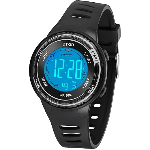 DTKID Digital Kids Watch 30 M Waterproof, 7 Color Lights Time Teaching Watch Easy to Read for Girls Boys 5-16