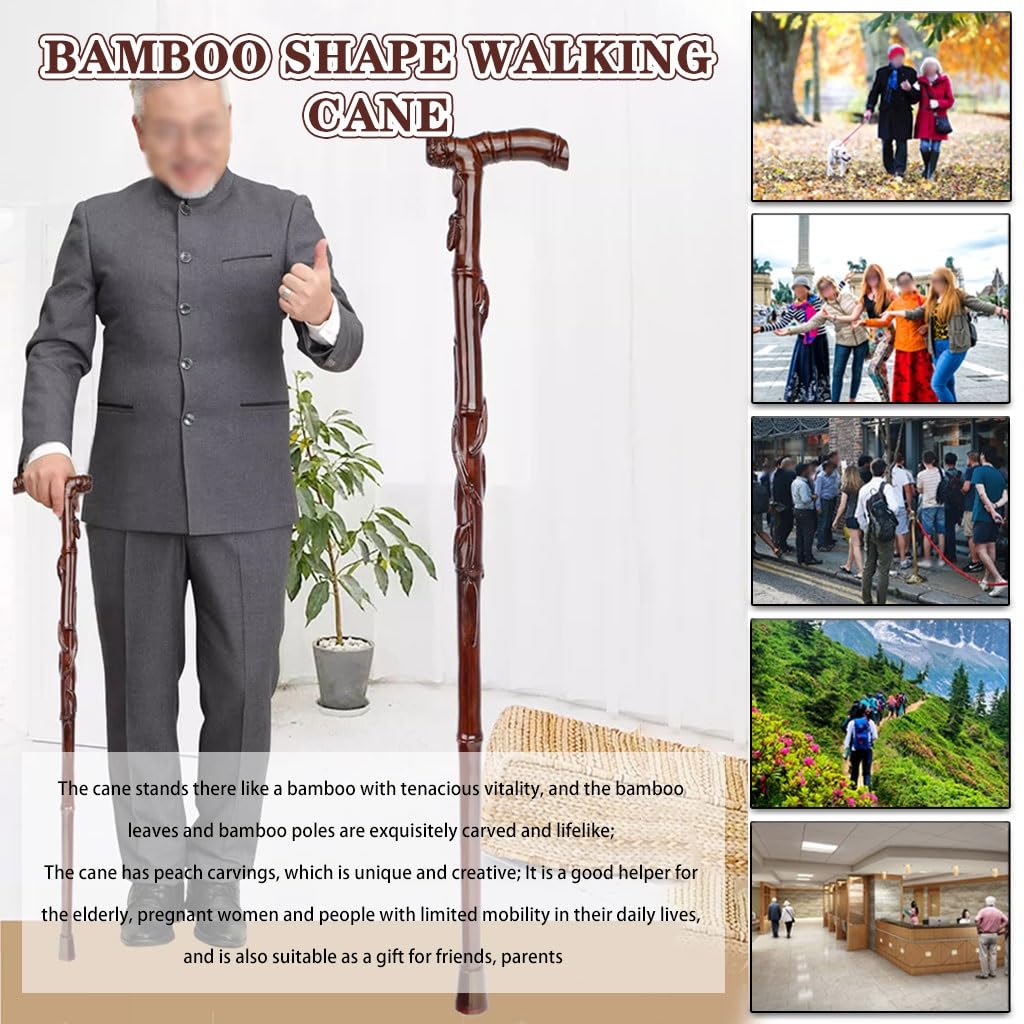 Bastone da Passeggio Stampelle Creativo con Design di Intaglio delle Radici, Bastone da Passeggio Leggero per Anziani, Bastone da Trekking A Forma di bambù(75cm(Use Height 143-144cm))
