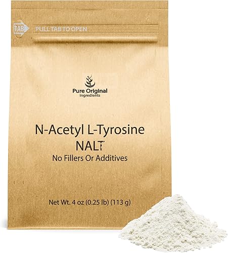 PURE ORIGINAL INGREDIENTS N-acetil L-tirosina en polvo (4 onzas) NALT, siempre puro, sin rellenos ni aditivos