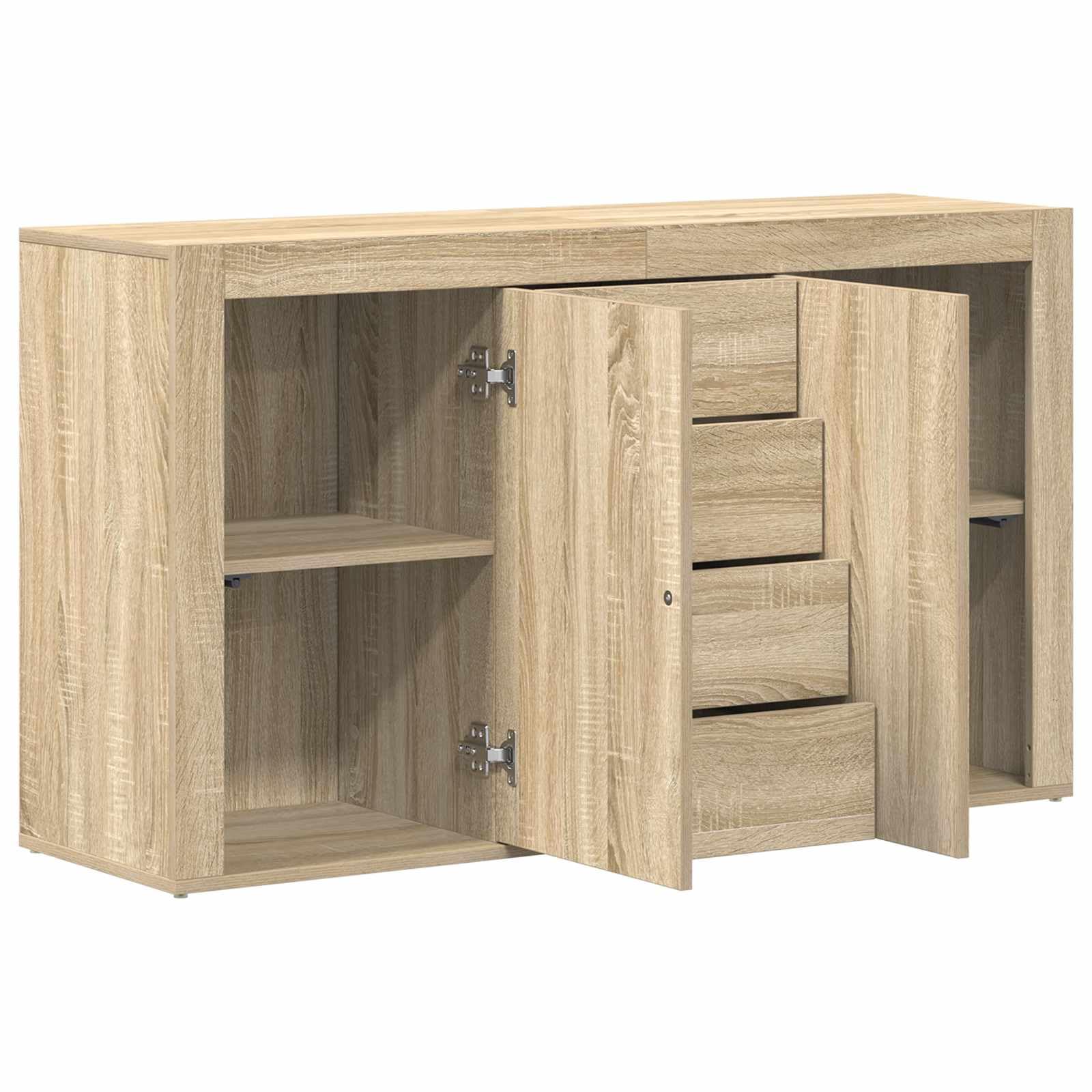 Credenza in rovere Sonoma, 120 x 36 x 69 cm, con ante e cassetti | Armadietto robusto per sala da pranzo e soggiorno, offre uno spazio versatile per stoviglie, libri e decorazioni.