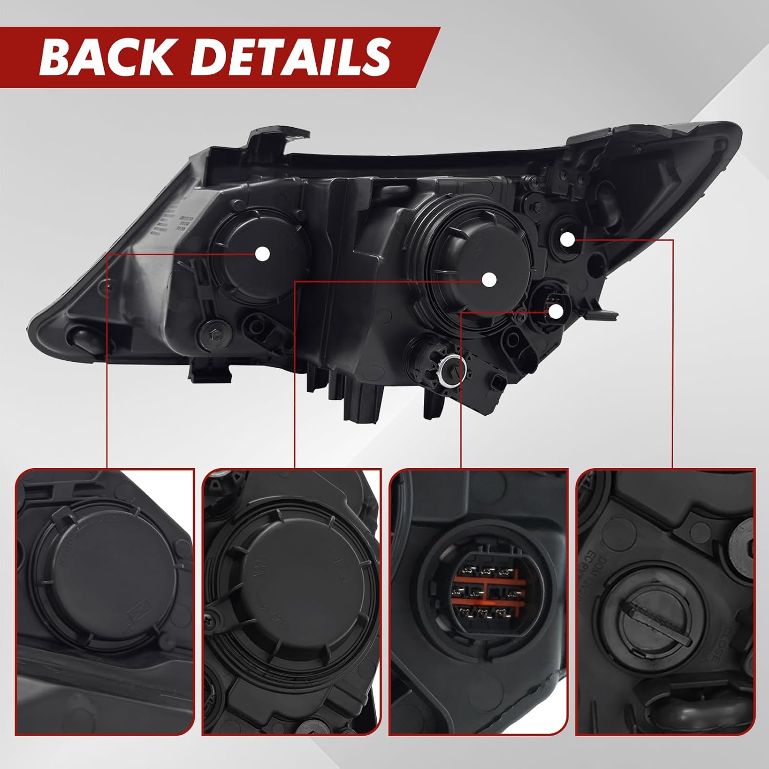 Headlight Assembly Compatible with 2014 2015 Kia Sorento EX SX Halogen Headlights w/LED DRL Transparent Lens Replacement with Bulb (Driver Left Side)