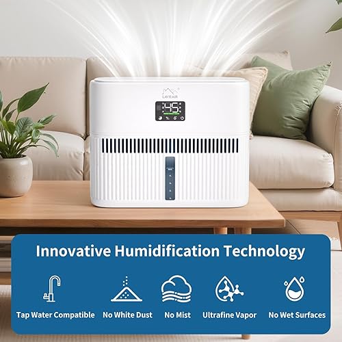 Miniatura 3 de Humidificadores evaporativos inteligentes para dormitorio, sala de estar, guardería, habitación grande de hasta 550 pies cuadrados, tanque de 5 L,