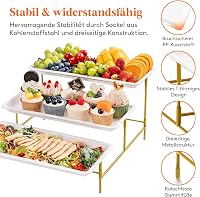 Lifewit 3 szintes tortaállvány összecsukható sárga fém polccal, 36x17 cm tálcákkal 5
