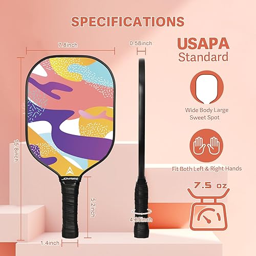 Miniatura 9 de JOYAIRE Pickleball Paddles Set of 2, Pickleball Set Graphite Carbon Fiber Honeycomb Core Lightweight Pickle Ball Raquette Set of 2, with 4