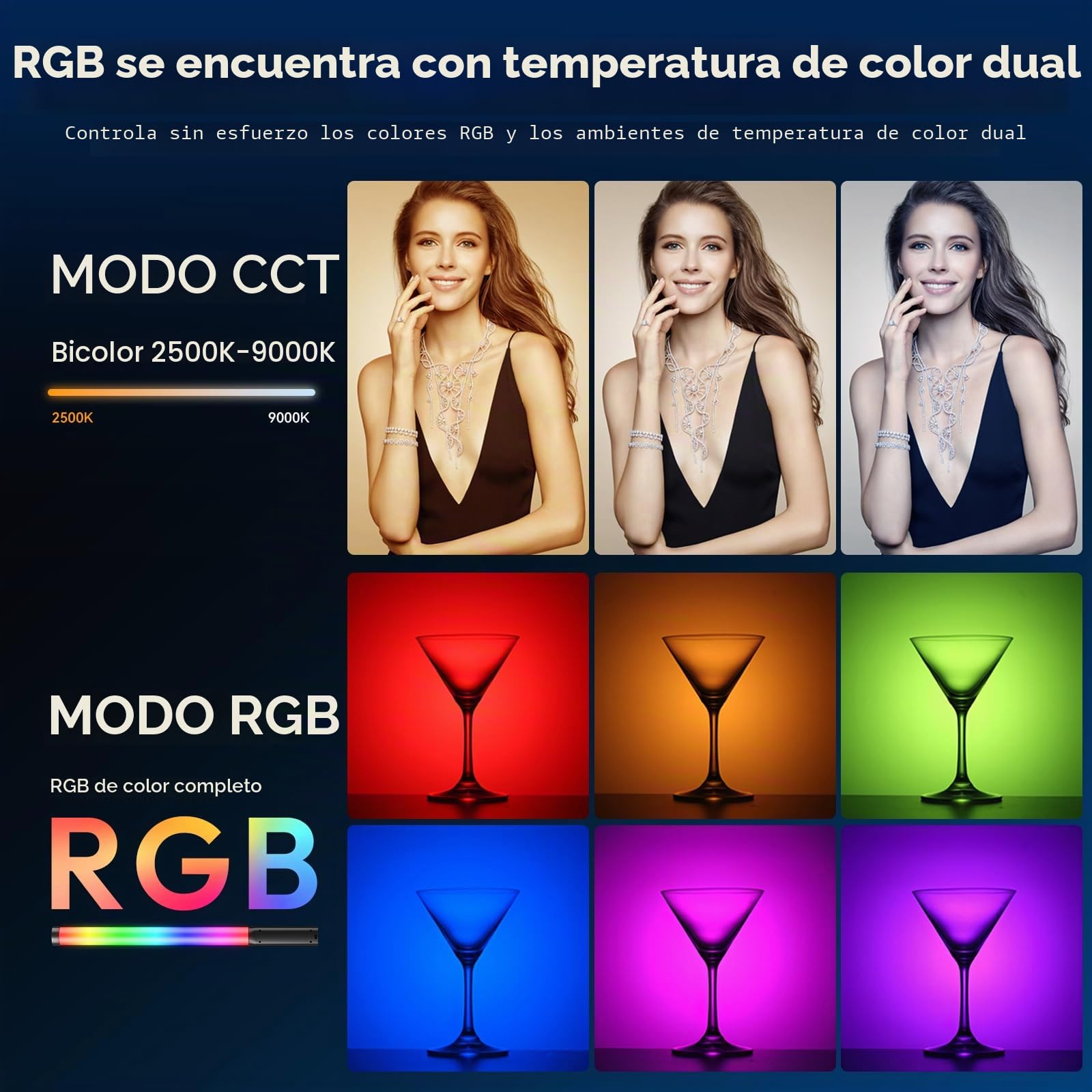 ULANZI VL119 - Lámpara de video portátil (10 W, 360° colores completos RGB, 360 Lux@0,5 m, batería 3300 mAh, 2500 K-9000 K ajustable)