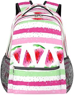 Mochilas escolares de melancia para meninas, mochila de estudante, resistente à água, bolsa escolar de viagem com listras em aquarela para mulheres/homens, mochilas universitárias, Multi, Medium