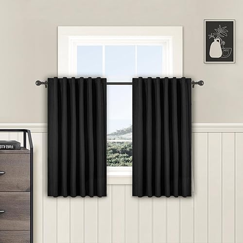 Miniatura 17 de Cortinas grises 100% opacas, 2 capas gruesas completamente opacas, cortinas aisladas térmicas con bolsillo para varilla para cocina/dormitorio (1
