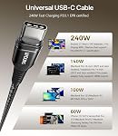USB C to USB C Cable 240W [6FT, 2Pack] PD Type C Fast Charging Cord Braided USBC CarPlay Cable for iPhone 17 Pro Max, 16 15, iPad Pro/Air/mini, MacBook, Samsung Galaxy S26/S25/S24, Laptops - Black