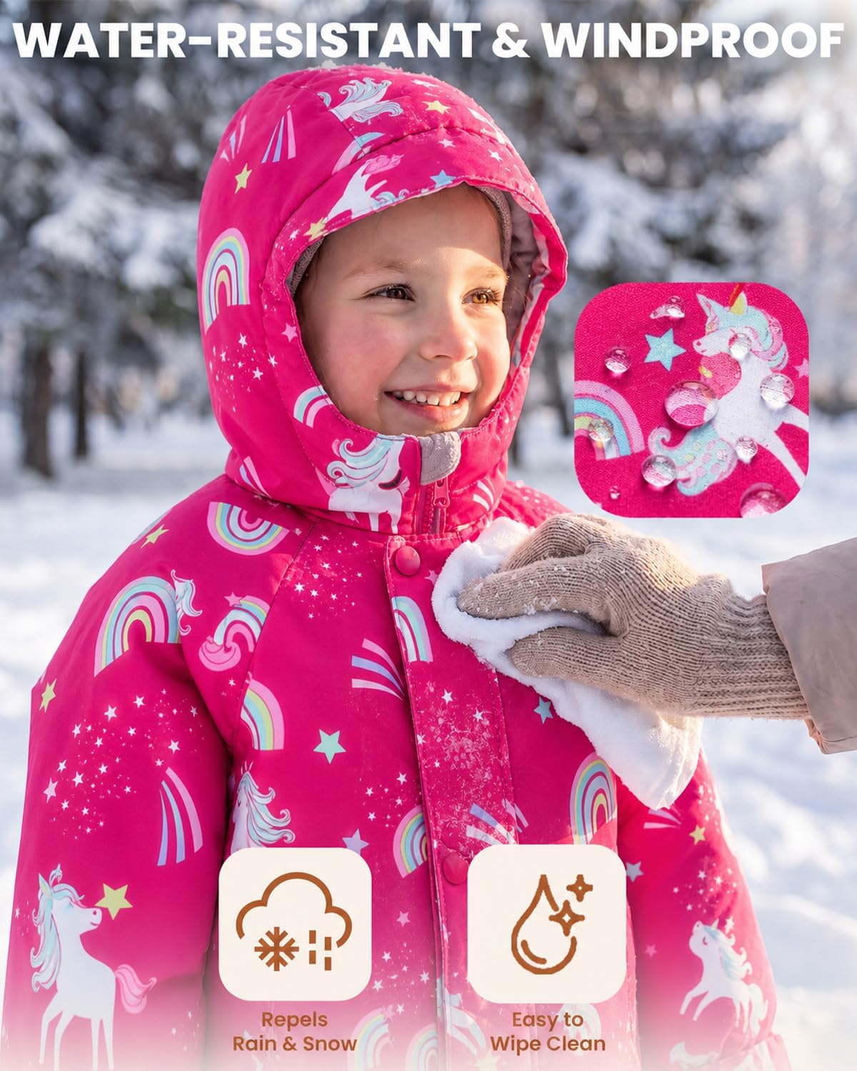JiAmy Baby Toddler Snowsuit - Windproof & Waterproof Winter Kids Snow Suits 12M-5Y