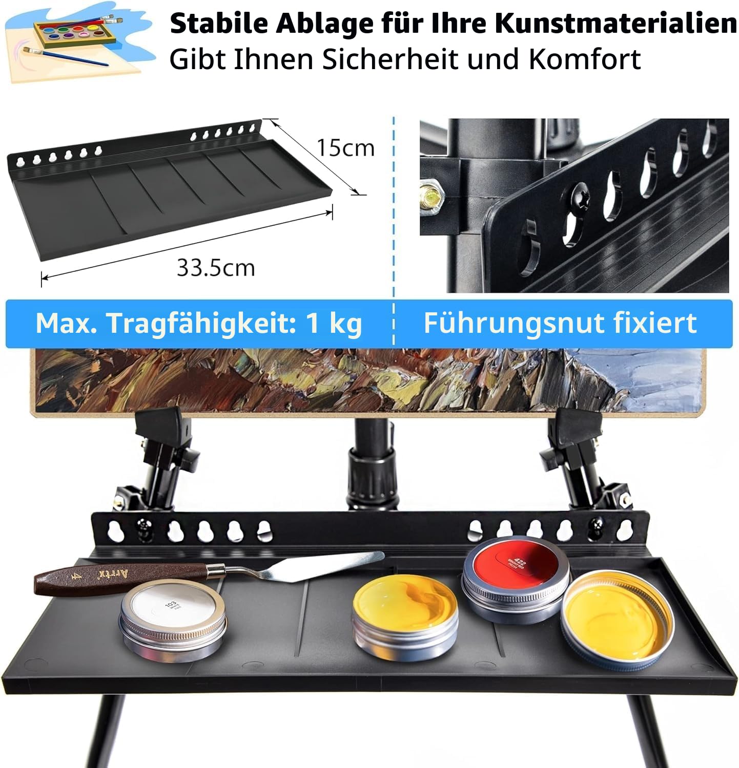 Staffelei groß L 50-152cm, Atelierstaffelei, Künstler Staffelei, Verstellbare Staffeleien, Feldstaffelei aus Aluminium mit Tasche/Fässer, Stativ Staffeleien für Kuntsmalerei und Werbung