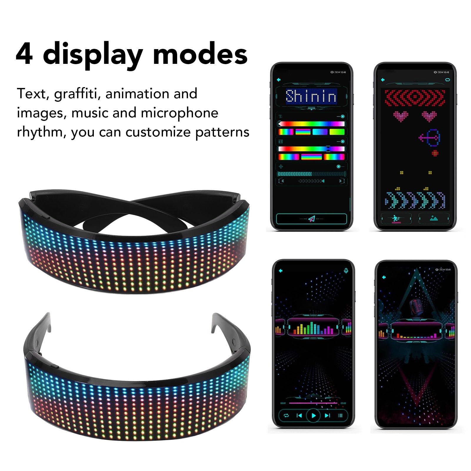 Gafas con Luz LED Controladas por Aplicación Bluetooth