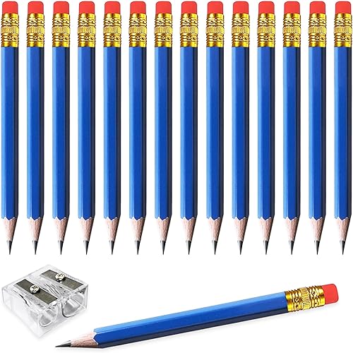 25pcs Half Pencils Golf Pencils with Eraser Pre-sharpened Hexagon Woodcase Pencils Graphite 2B including a Sharpener for Golf Event