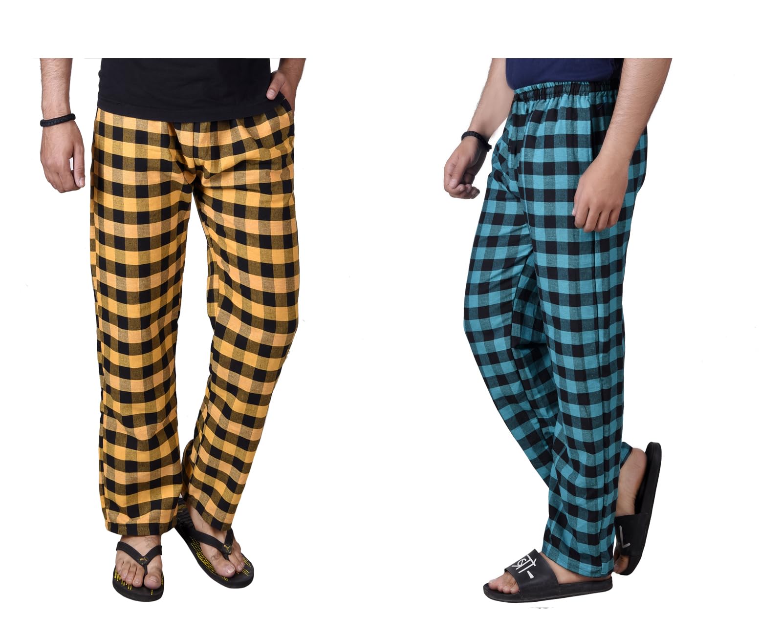 letz dezine Comfortable and Stylish Cotton Check Pyjama for Men - Stay Cozy All Day Night! Pack of 2, (Free Size, Multicolor LDS11473)-picture-33