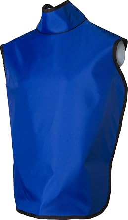 Radiation Dental Apron, Adult, 0.35mm PbEq, Navy Blue with Collar and Hanging Loops - Lightweight Adult