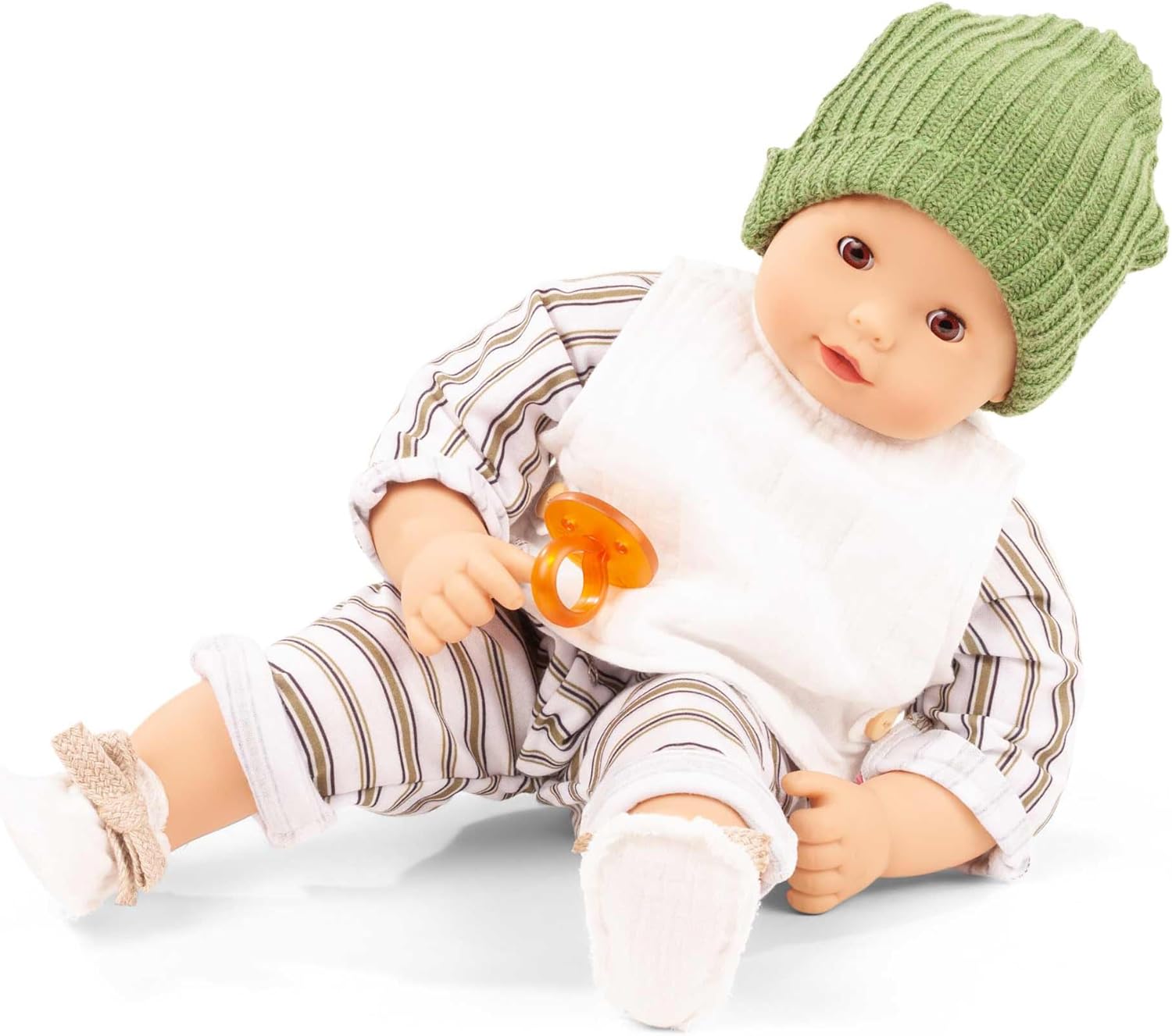 Gotz 2427918 Maxy Muffin Urban Stripes - 16.5" Baby Doll Without Hair and Brown Sleeping Eyes