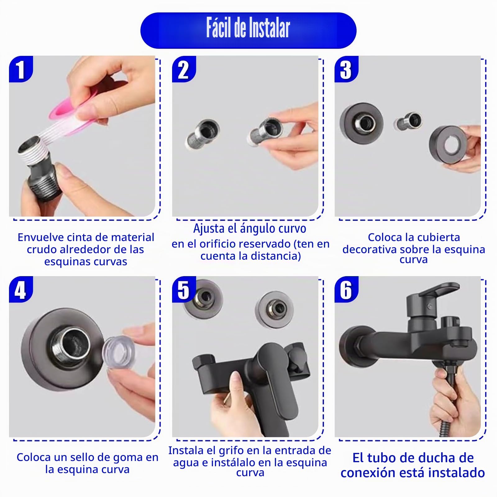 Grifo de bañera montado en la pared, grifo mezclador monomando para ducha y bañera G1/2 salida grifo mezclador