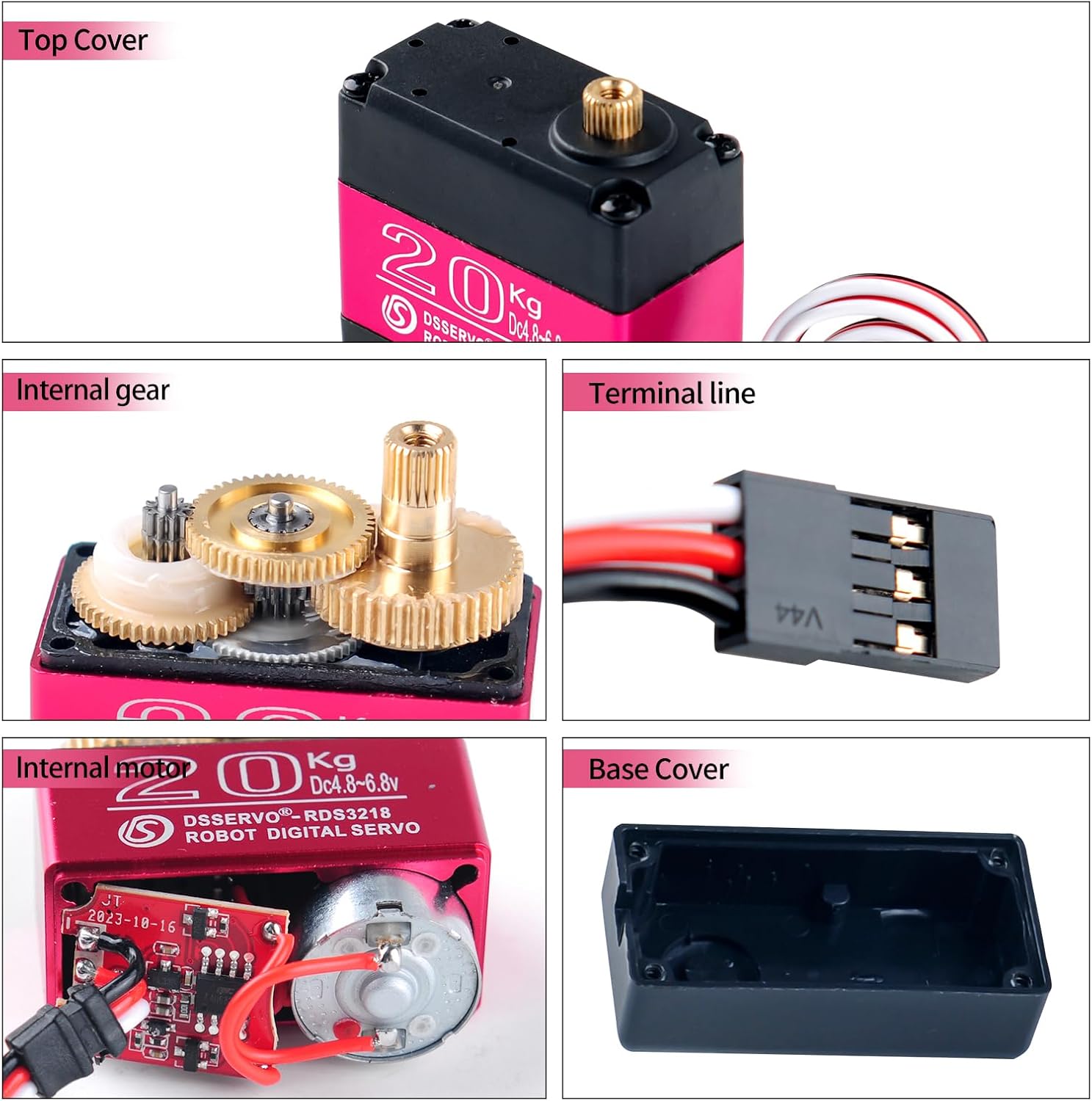RDS3218 Digital Servo, 20KG Dual-Axis High Torque, Waterproof IP66, Full Metal Gear with U Bracket, 180° Adjustable, for RC Cars, Crawler, Robot, 1/8 1/10 Scale Buggy (1PCS 270 Degree Servo)